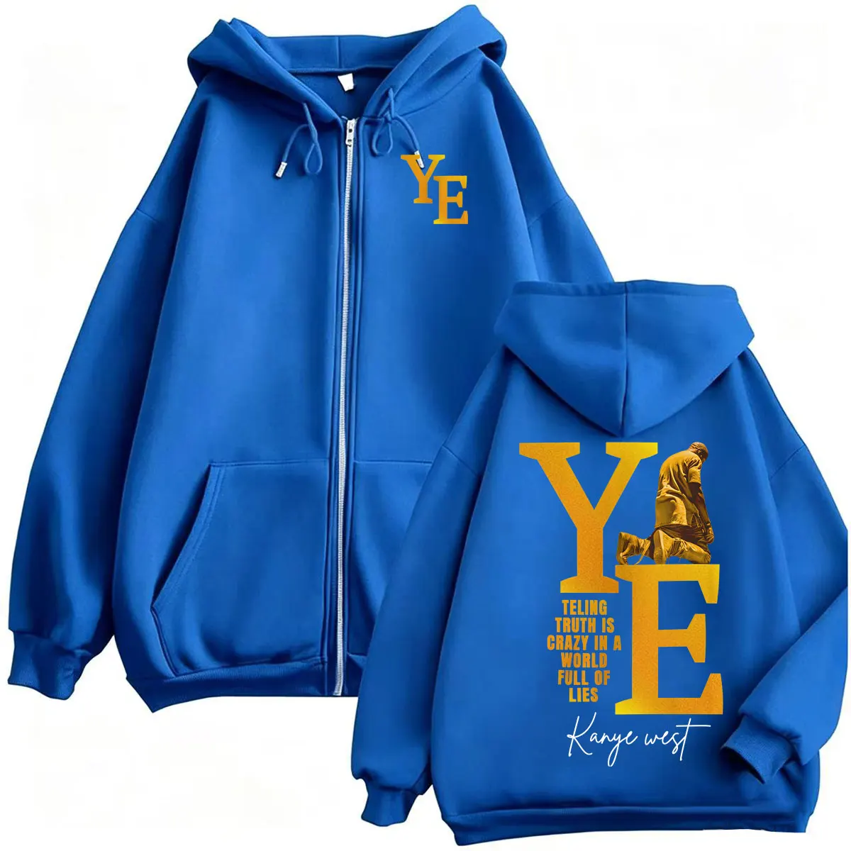 Kanye West Album 2026 Tour Reißverschluss-Hoodie für Herren und Damen, Modische Hip-Hop-Jacke, Sweatshirt-Mantel, Hochwertige Übergroße Zip-Up-Hoodies – Detail 5