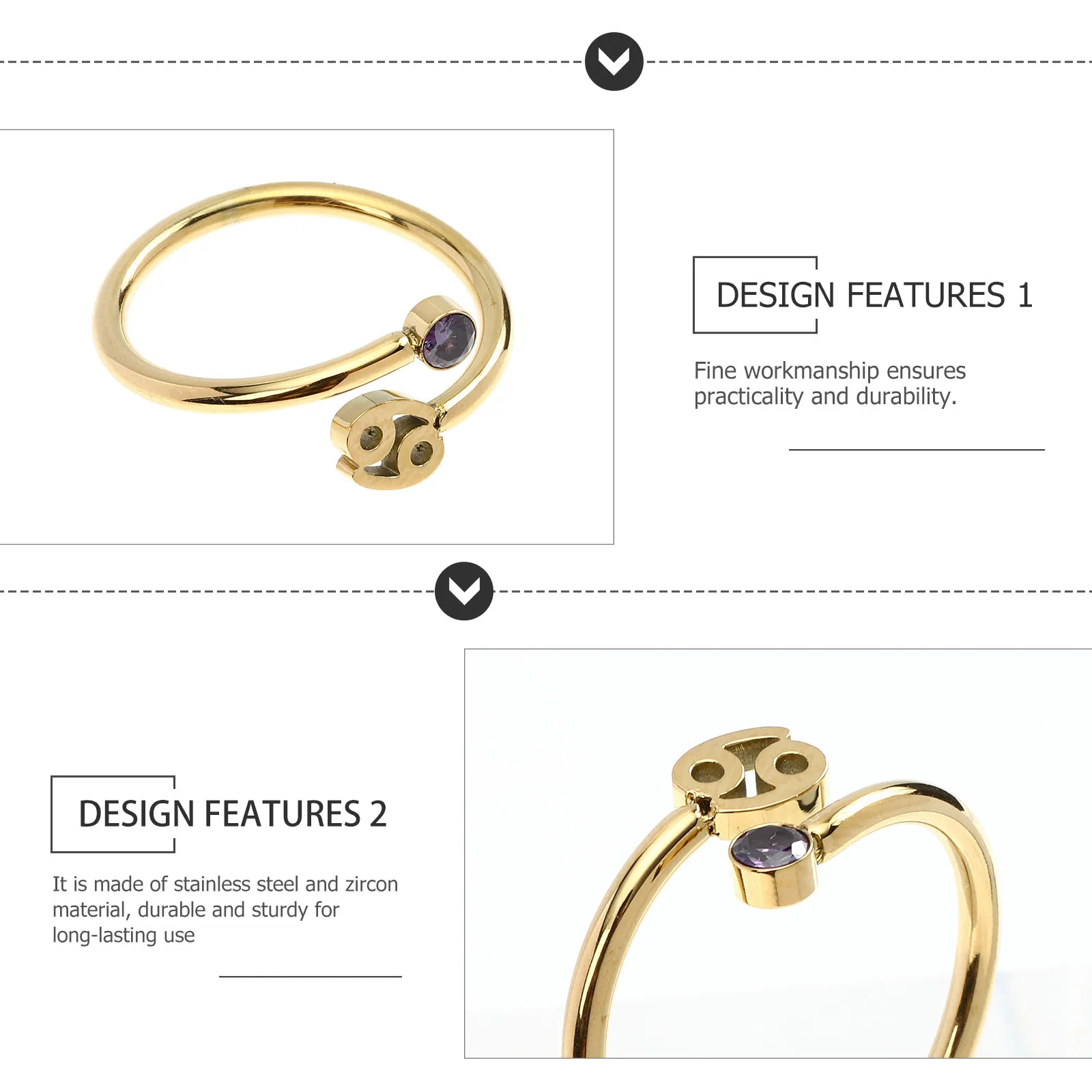 

1pcs Fashion Cancer Ring for Women Zircon Adjustable Open Birthstone Retro Jewelry Versatile Daily Party Wedding Gift