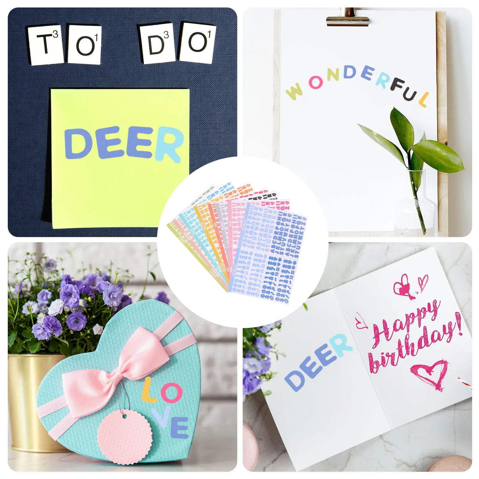 16Sheets Color Alphabet Letter Stickers Self Adhesive Scrapbook Photo Album Envelope Sealing Stickers Self Adhesive Sticker