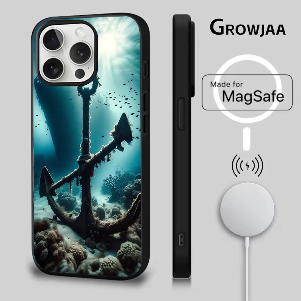 Anchor Sailing Phone Case For iPhone 16e,16,15,14,13,12,11,Plus,Pro,Max,Mini Magsafe Magnetic Wireless Charging