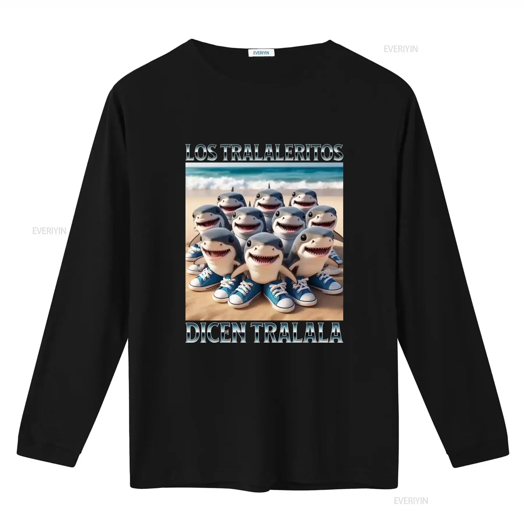 Los Tralaleritos Dicen Tralala Italian Brainrot Meme T Shirt Cute Shark Design with Blue Sneakers Available in S 3XL vintage