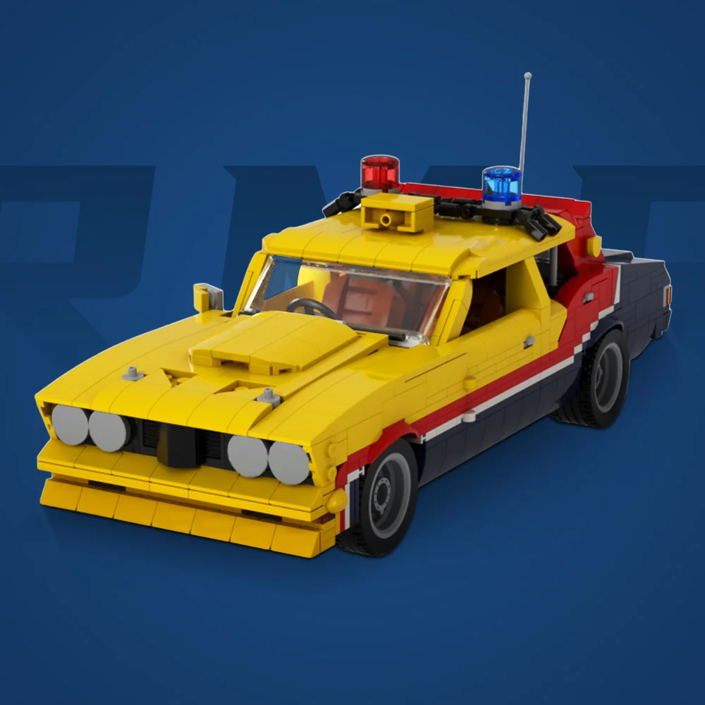 

MOC Mad Max 1:18 Ford Falcon Car Model Building Blocks Movie Speed ​​Racer Yellow Car City Car Bricks Toy Boy Gift