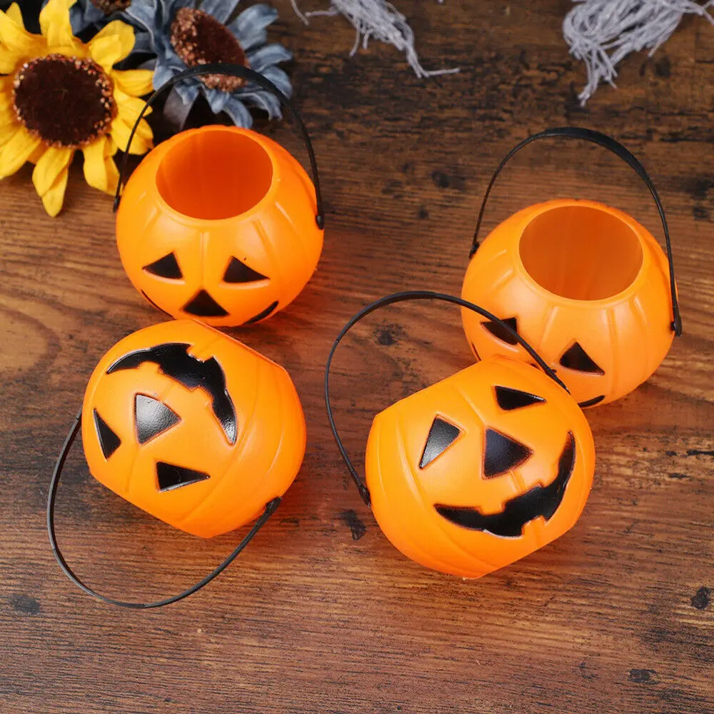 5/10/20PCS Pumpkin Bucket Sweet Candy Holder Halloween Kids Gift Children's Pumpkin Pail Trick Or Treat Halloween Decoration