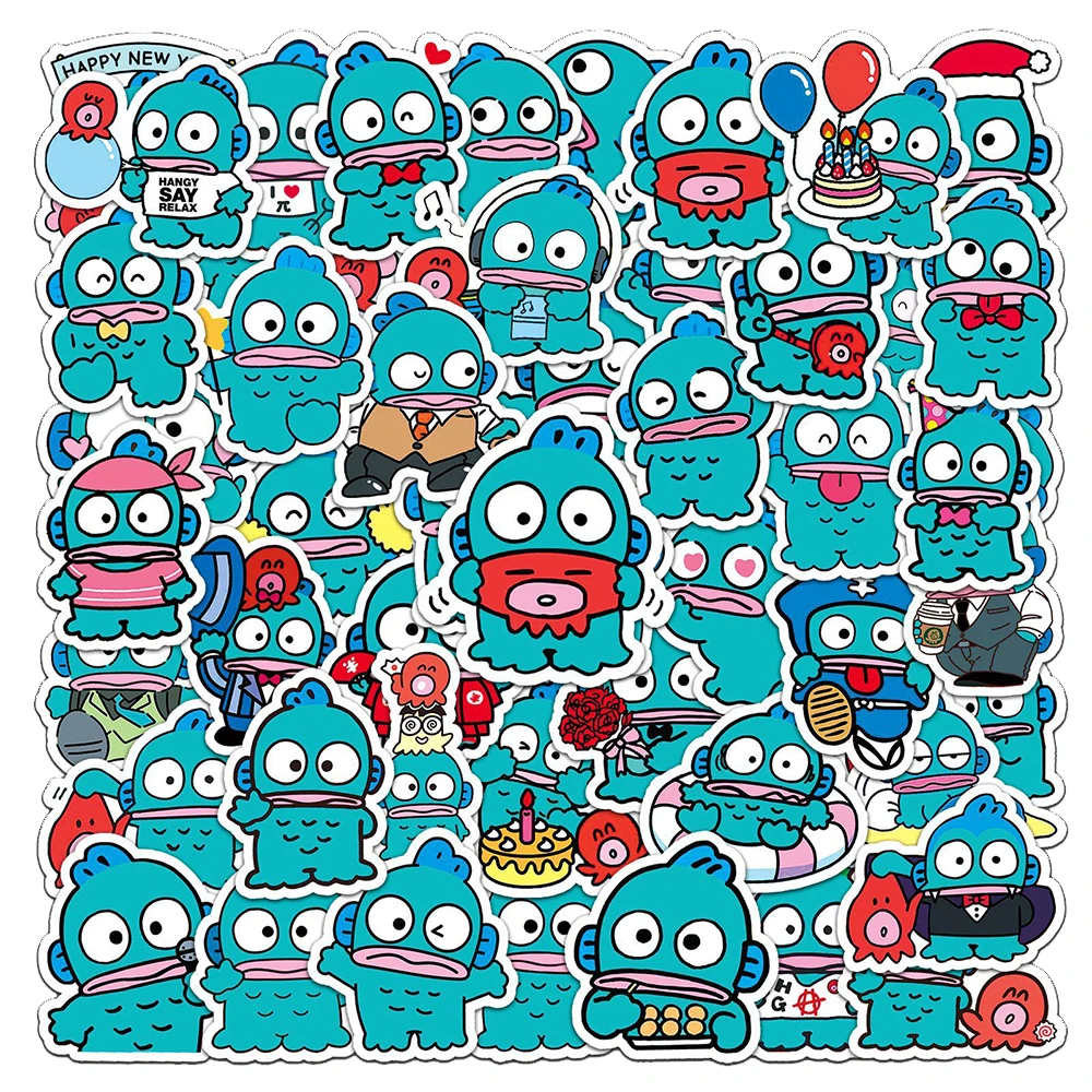 Kawaii Cartoon Adesivos para Crianças, Bonito Sanrio Adesivo, Mala de Brinquedo, Decoração Decalque Do Telefone, Kuromi, Peixe Feio, 10 Pcs, 30 Pcs, 50Pcs