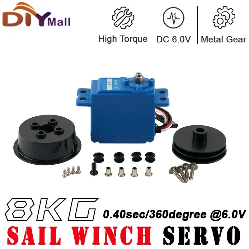 W5508-2T 8KG 0.4Sec Verricello a vela ad alta velocità Servo Digital Metal Gear 360 gradi per yacht da barca RC da competizione