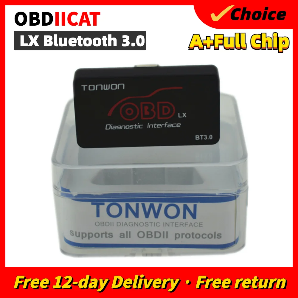

TONWON OBD LX Bluetooth 3.0 Scanner Tool Professional OBD2 Code Reader Diagnostic tool work 9Protocols Better than ELM327