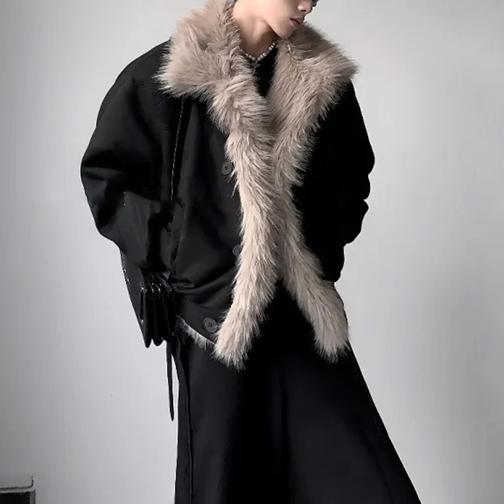 

Winter New Men's Fur Collar Long-Sleeved Jacket Unisex American Retro Fashion Trend High Street Loose Casual Niche Men's Top