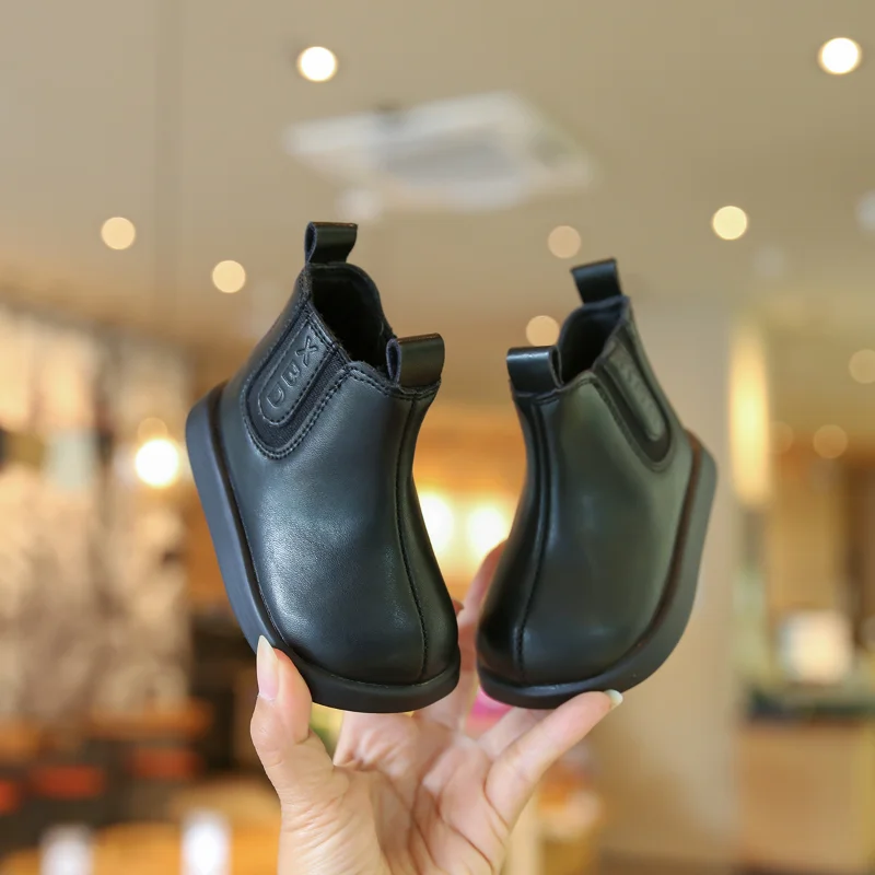 

Детские повседневные ботинки Ботильоны ​ Низкие каблуки ​ Сапоги из искусственной кожи, зимняя обувь для девочек, противоскользящая теплая белая черная обувь, размер 15-25