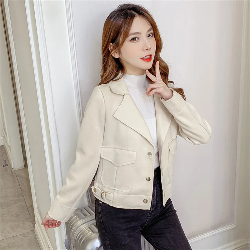 Chaqueta holgada coreana para mujer, cárdigan de moda salvaje, traje recto de Color liso con cuello, novedad de otoño, 2023