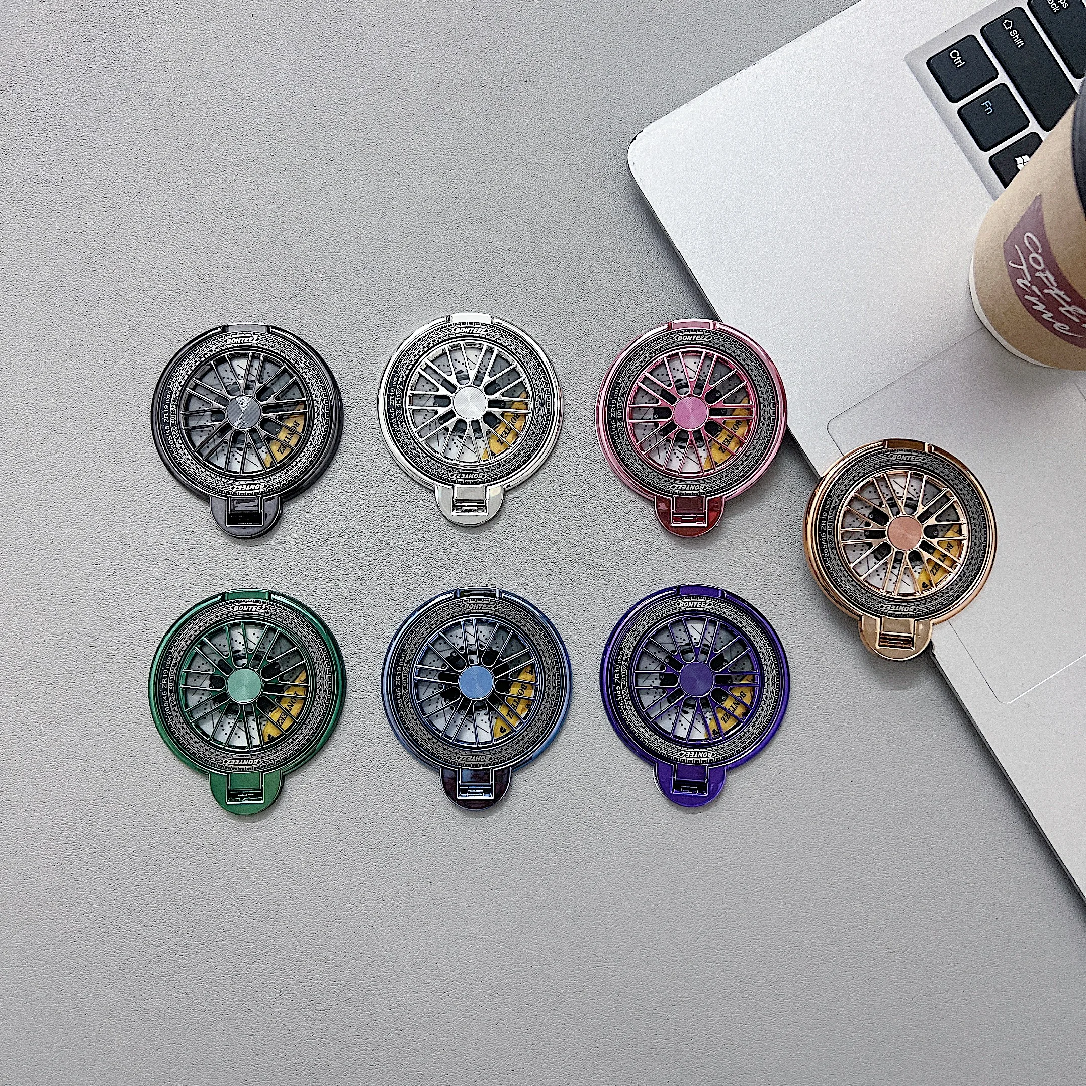 1pc Cute Electroplating Gyroscope Plating Finger Ring Holder Stand Grip 360Rotating for Mobile Phone Back Sticker Socket Bracket