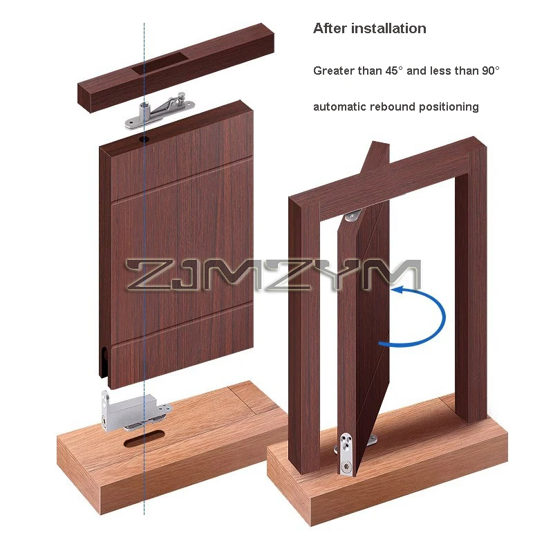 Imagem -02 - Fecho de Porta de Madeira Automático Invisível Tampão Hidráulico Dobradiça Pivotante Escondida Mola de Chão Rotação de 360 °