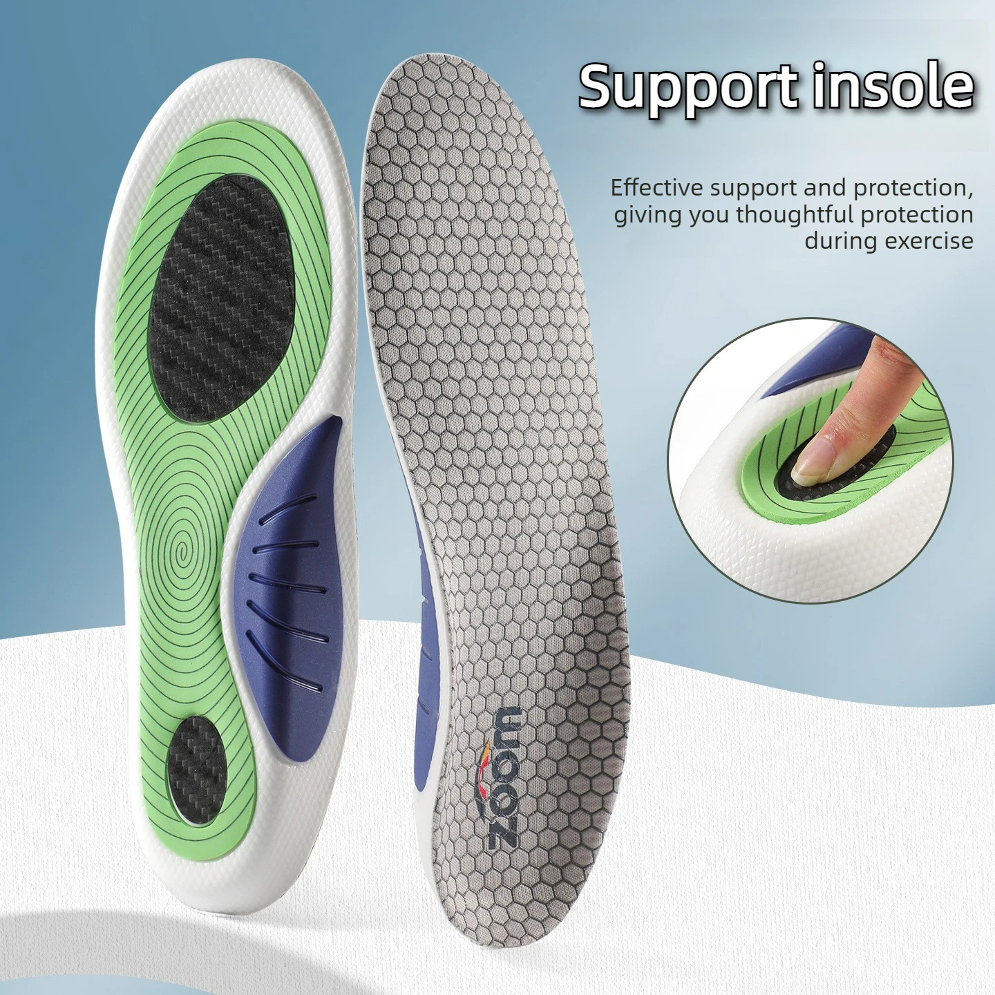 Arch Support Carbon Fiber Sports Insoles Shock-absorbing Non-slip Anti-twist Comfortable Antibacterial and Odor-resistant Insole