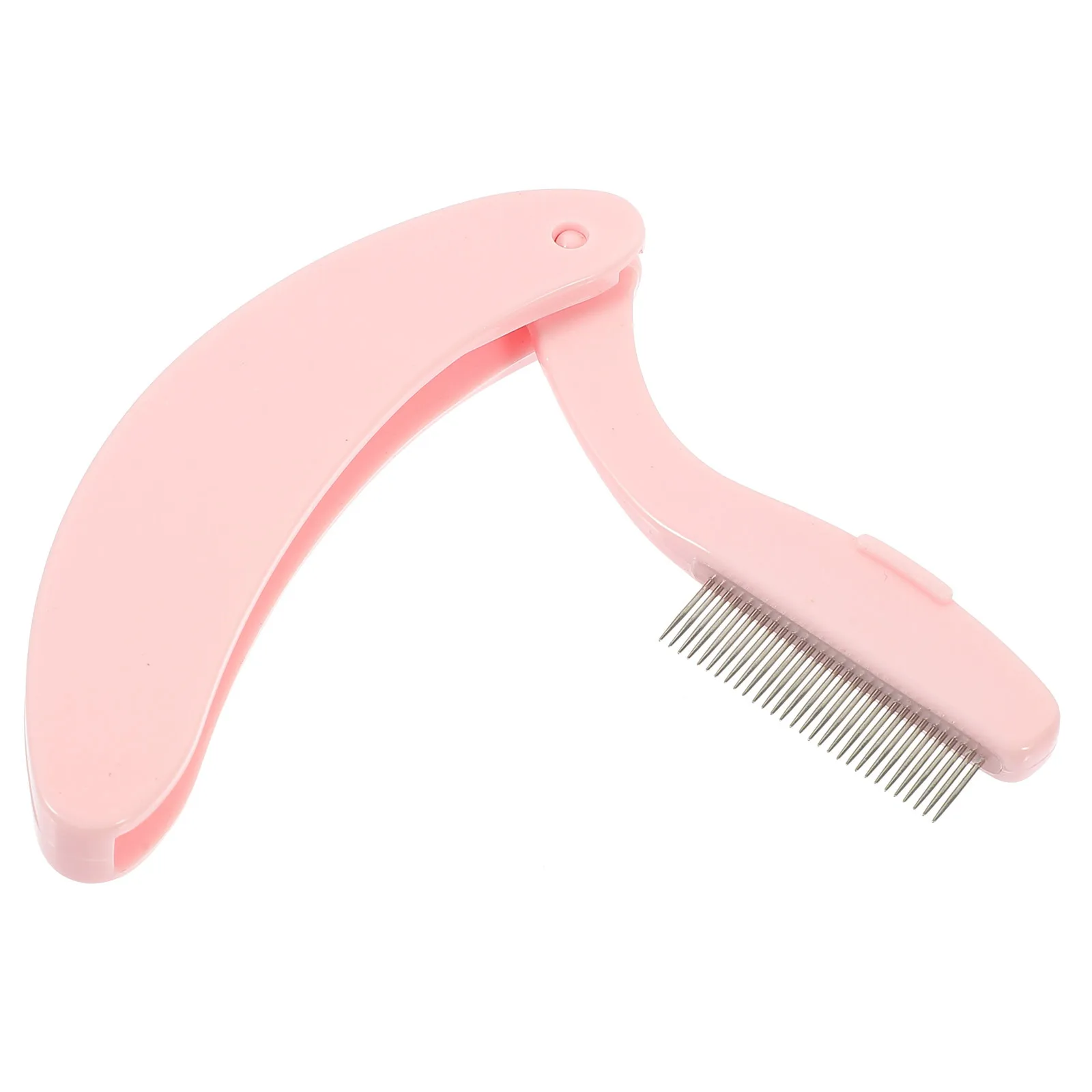 1 stücke Edelstahl Zahn Wimpern Kamm Faltbare Metall Zähne Kunststoff Griff Gebogene Separator Reise Schönheit Werkzeug
