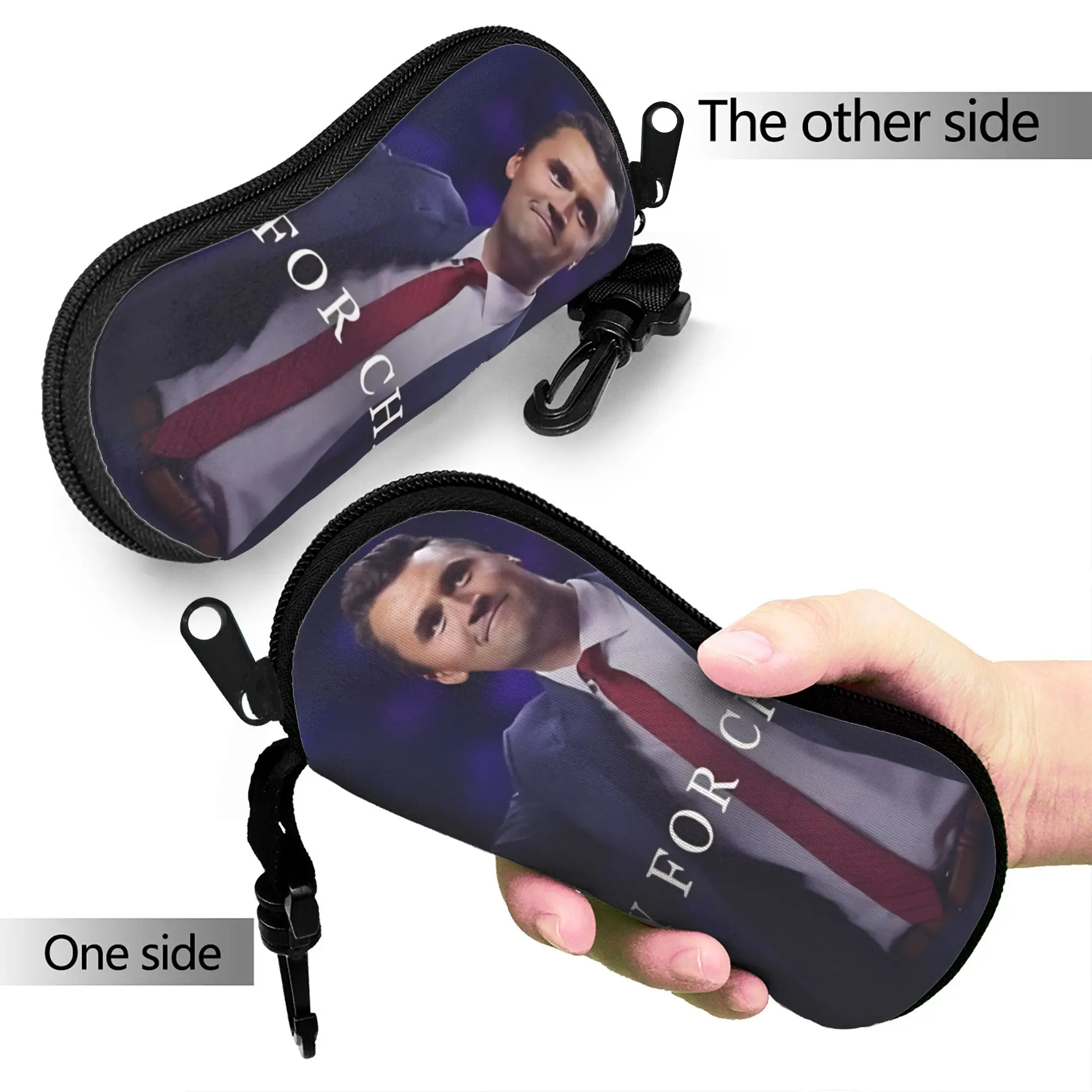 Charlie Kirk   Glasses Case  Zipper Sunglasses Pouch Fashion Pocket Eyeglass Cases Cover Male Female Eyewear Organizer