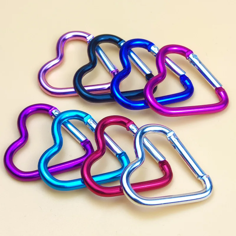 

1000Pcs/Lot Heart-Shaped Aluminum Carabiner Key Chain Clip Outdoor Camping Keyring Hook Water Bottle Hanging Buckle Wholesale