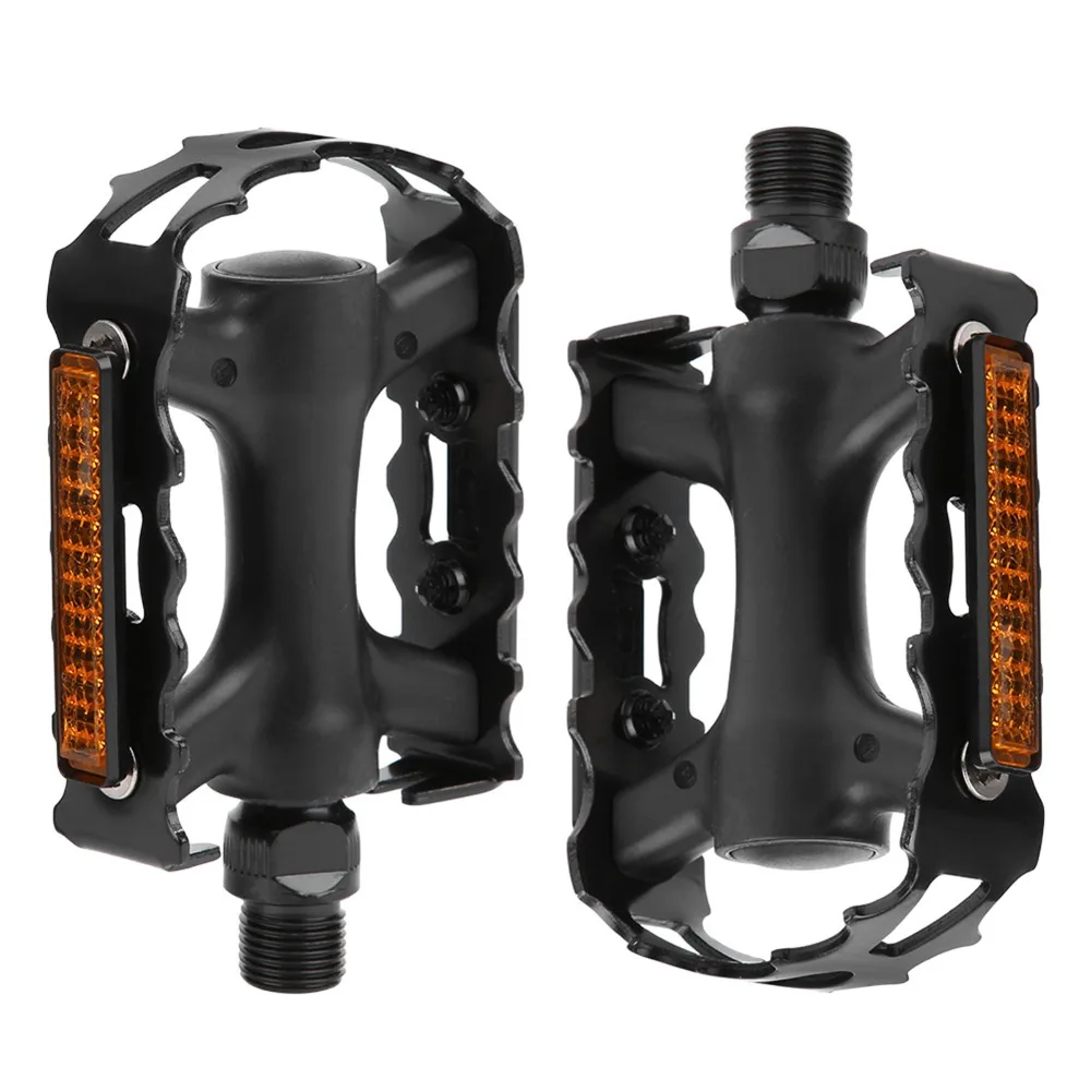 

1 пара велосипедных педалей из алюминиевого сплава, высокопроизводительные, с отражающими полосами, для шоссейных велосипедов, черные, противоскользящие