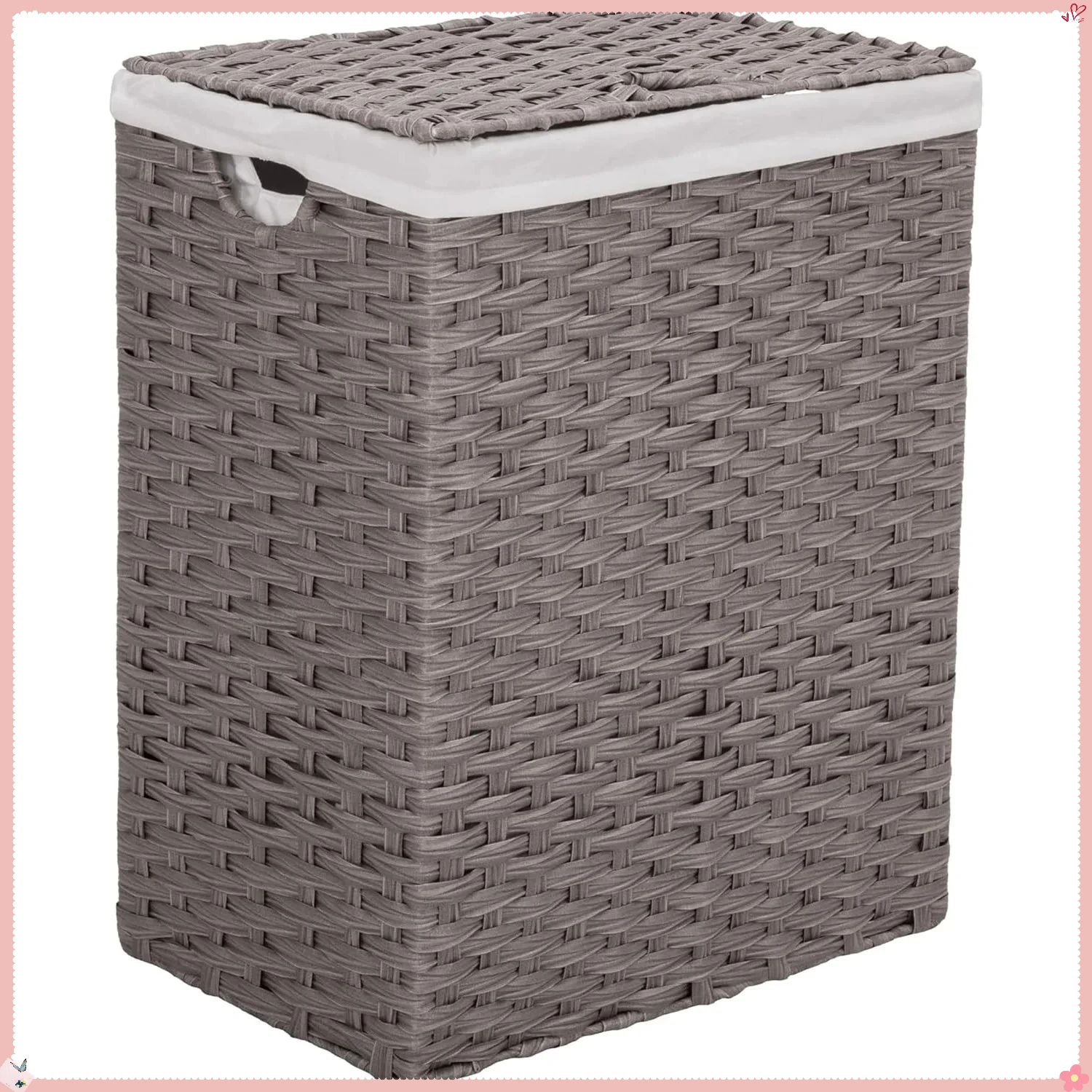 

Серая корзина для белья ручной работы премиум-класса с ручками, портативное хранилище для простыней белья