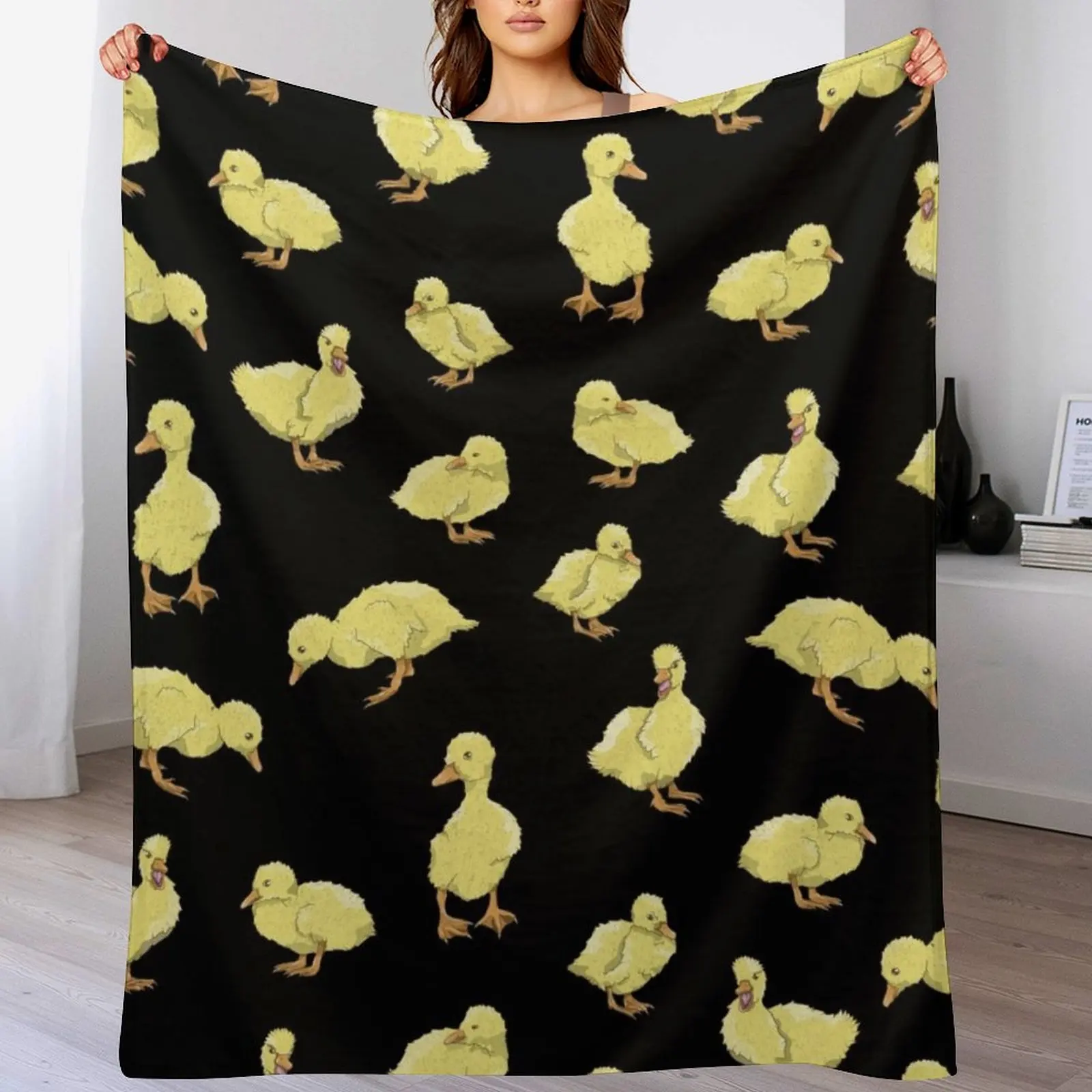 Cute Yellow duckling pattern Throw Blanket Soft Plaid Blankets For Baby Furry Blankets