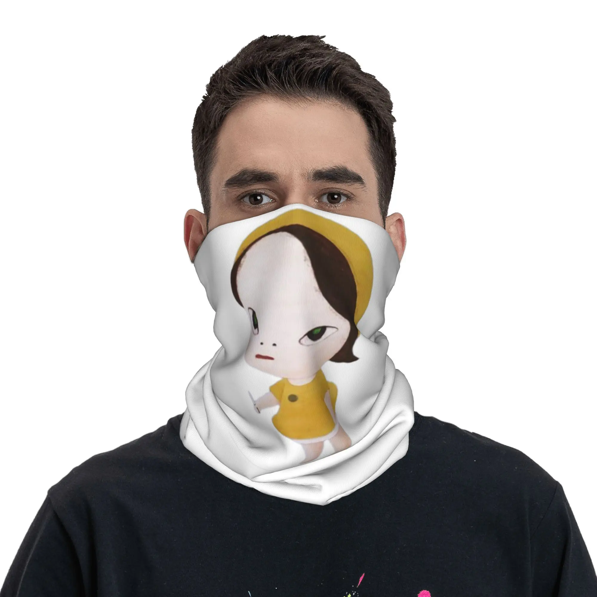 Yoshitomo Nara Bandana cuello polaina bufanda envolvente estampada pasamontañas multifunción deportes al aire libre para hombres mujeres adultos durante toda la temporada