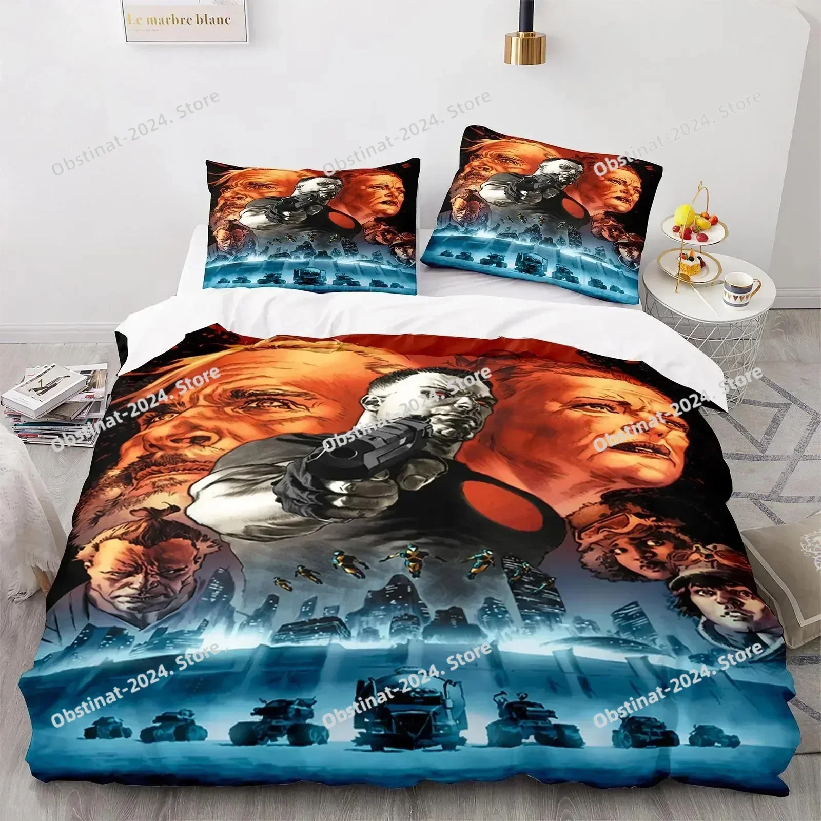 BloodShot Bedding Set Blood Warrior Printed With Pillowcase Bed Duvet Cover Soft Single Double Queen Super King Size Single Twin