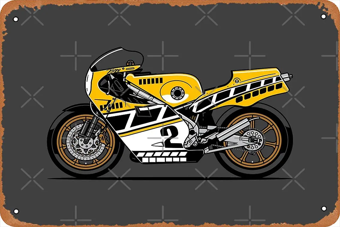 1PCS,YZR500 Kenny Roberts Race Motorcycle Poster Metal Tin Sign es Man Cave Retro Vintage Wall Decor Art