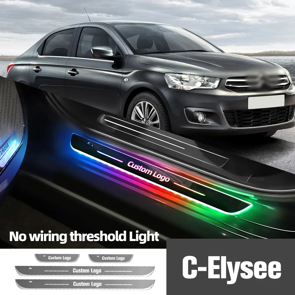 

For Citroen C-Elysee 2012-2015 2013 2014 Car Door Sill Light Customized Logo LED Welcome Threshold Pedal Lamp Accessories