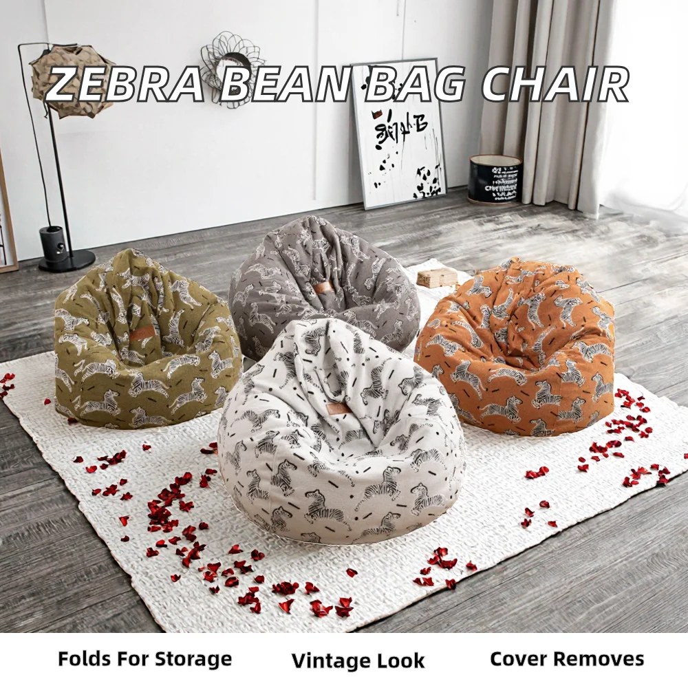 Bean Bag Chair Sofa Outdoor Sun Lounger Seat Beach Camping Foldable European Style Fabric