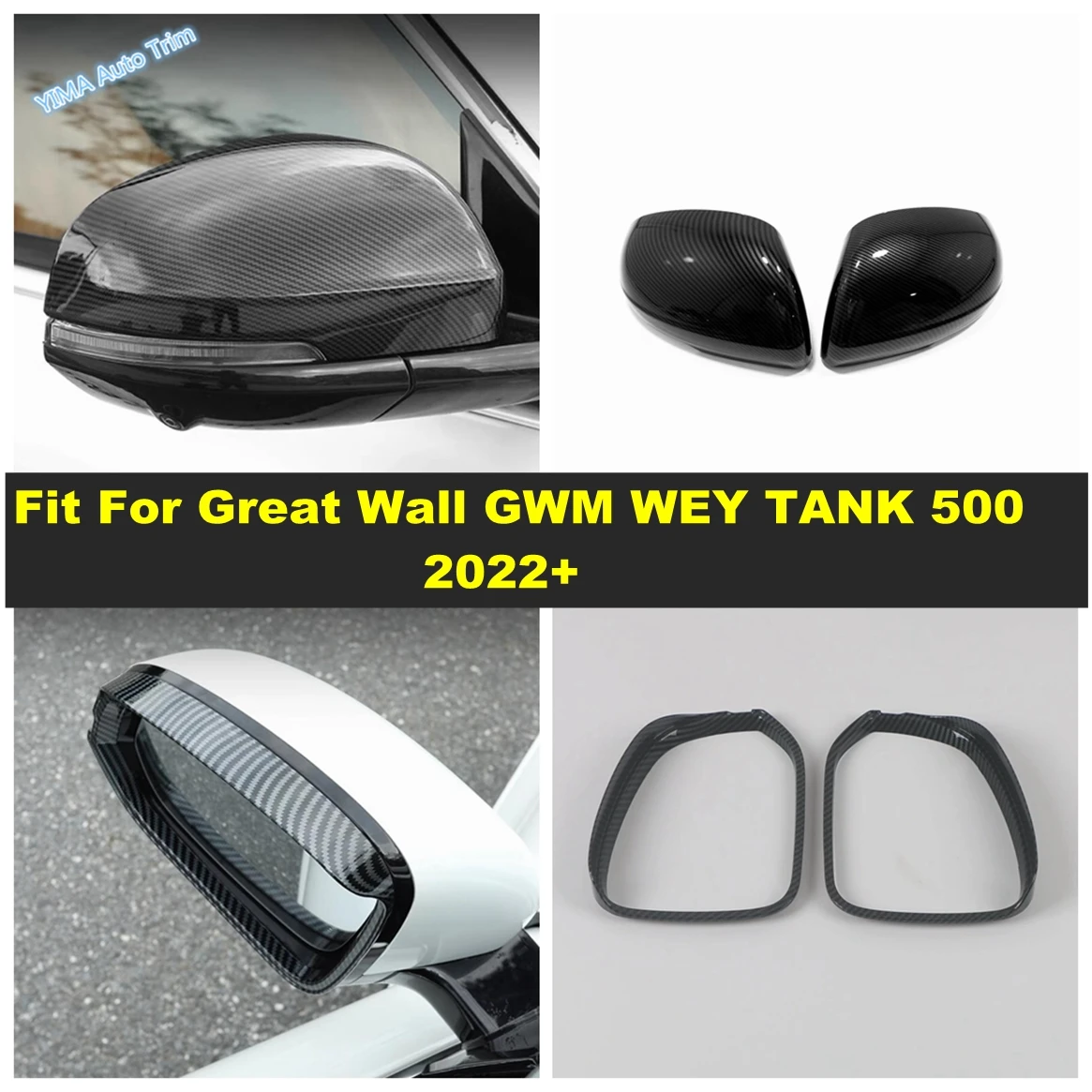 

Auto Rearview Mirror Rain Eyebrow Shield Decor Frame Cover Trim ABS Accessories For Great Wall GWM WEY TANK 500 2022 2023 2024