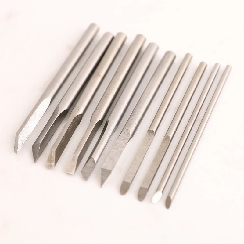 RICHMETERS 10PCS Carving Knife Blade Wood Carving Chisel Tools Set Micro Head Handmade Olive DIY Hand Tools