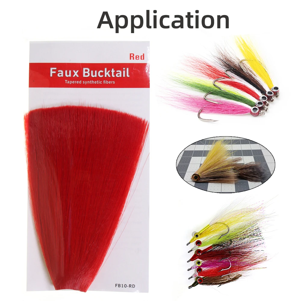 5,5 Zoll lange, konisch zulaufende Kunst-Bucktail-Faser zum Fliegenbinden für Mayfly-Tails, Nymphenflügel, Streamer, Poppers, Bucktails, Jig-Köder – Detail 4