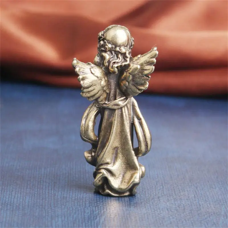 Retro Copper God of Love Cupid Statue Small Ornaments Brass Angel Figurines Desktop Decorations Home Decor Accessories for Room