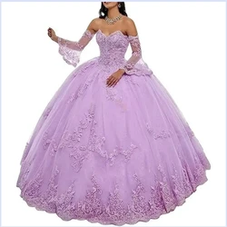 Quinceanera Dresses Of 15 Colors 2023 New Classic Elegant Wedding Ball Gown Exquisite Appliques With Sleeves Vestido Customized