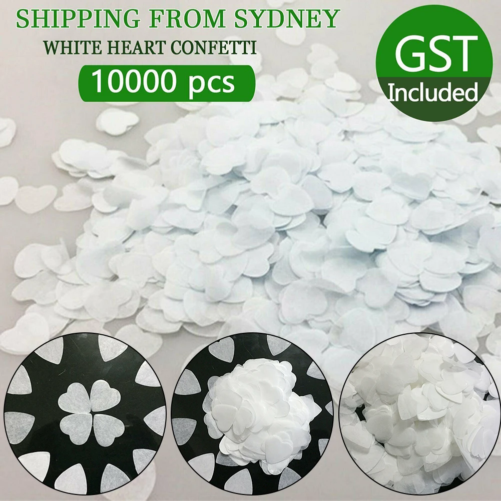 10000pcs Tissue Paper Biodegradable White Heart Confetti Birthday Baby Shower Party Wedding Throwing Supplies