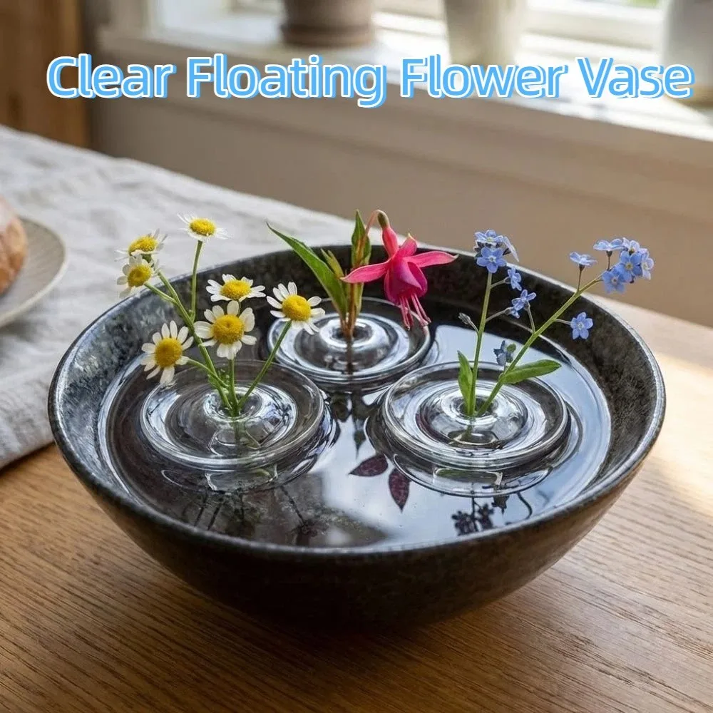 10Pcs Round Clear Floating Flower Vase Keeps Flowers Fresh Artistic Water Floating Flower Arranger Plastic Transparent