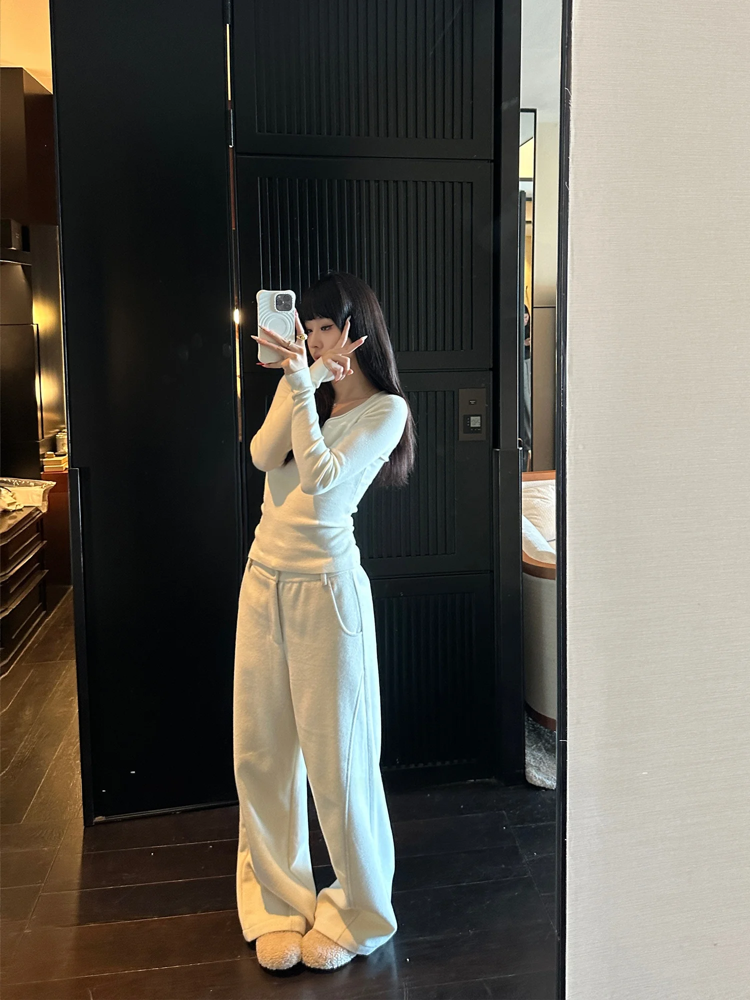 

Falin X Low Waist Thiened Woolen Wide Leg Suit Pants Women Casual Loose Long Trousers Autumn Winter Faion Commute Sle