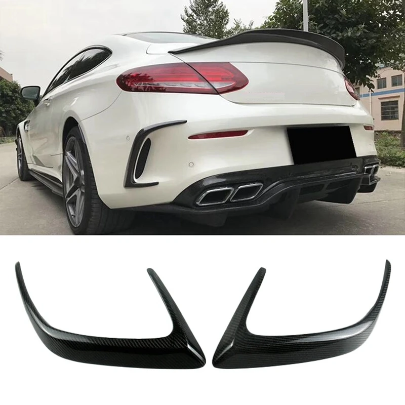 

1Pair Car Rear Bumper Spoiler For Mercedes Benz C Class W205 C63 Coupe 2015-2018 Carbon Fiber Flank Tail Wind Knife