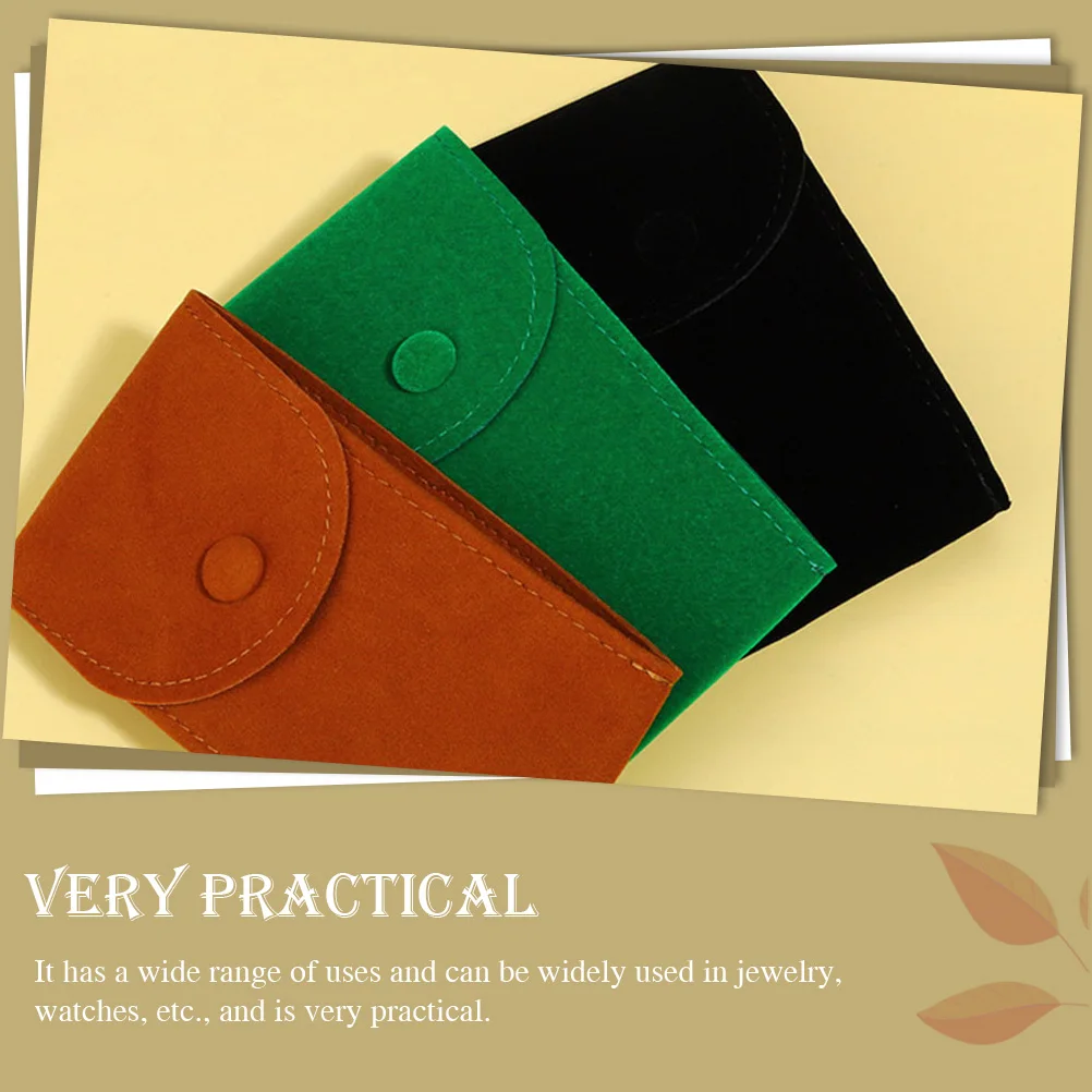 

2pcs Storage Pouch Button Designed Portable Watch Bag Jewelry Organizer Dustproof Scratch Resistant Flannel Watch Container