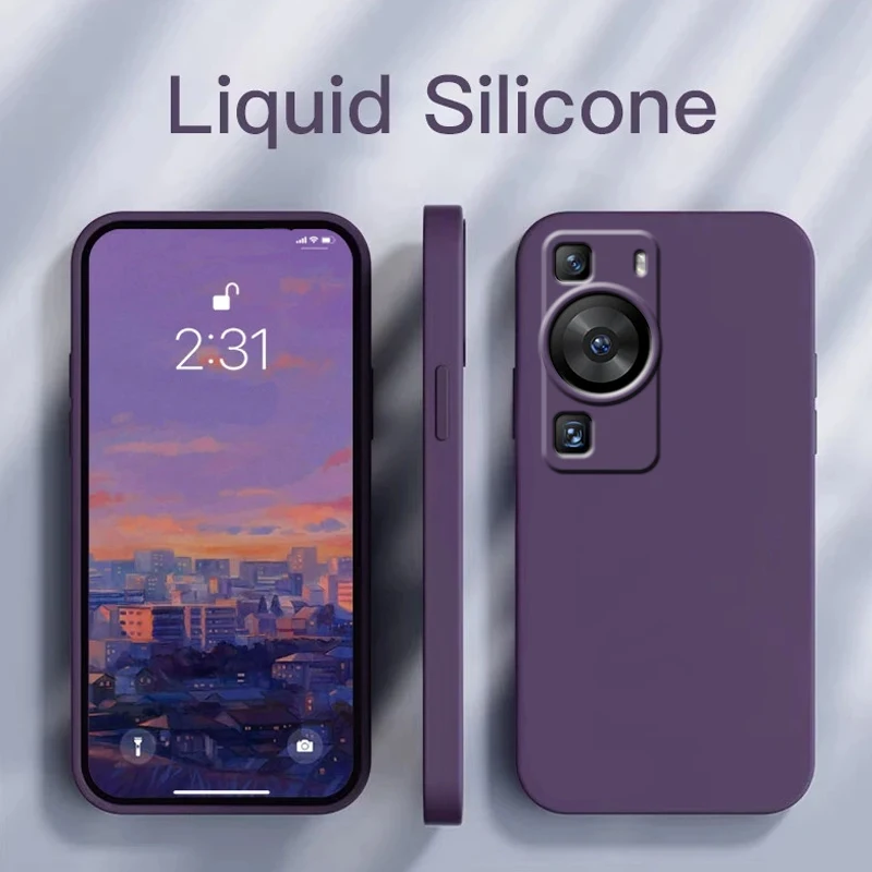 For Huawei P60 Pro Case Huawei P60 Pro Capas New Purple Bumper Shockproof Liquid Silicone TPU Soft Fundas Huawei P60 Pro P 60