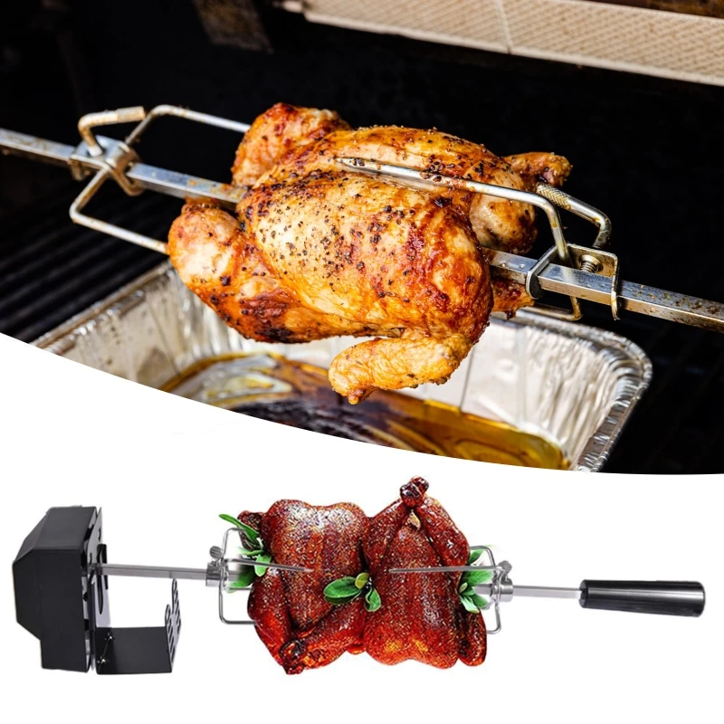 Automatic BBQ Grill Rotisserie Electric Motor Outdoor Spit Roaster Rod Charcoal Pig Chicken Beef Camping Cooking Tools