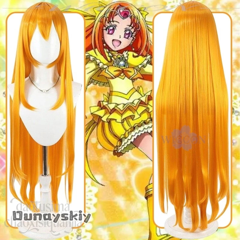 

aBcAC*Anime SuitePrecure Cosplay Cure Muse Shirabe Ako Long Orange Straight Wigs Kawaii Magic Girls Synthetic Hair Halloween