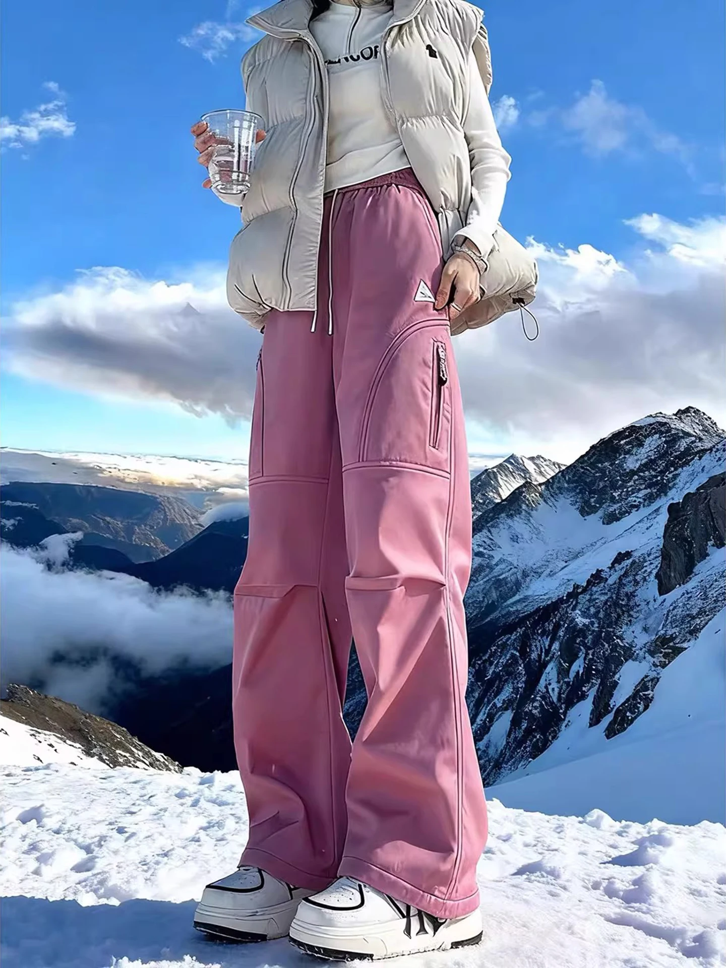 

Розовые брюки-парашюты Dopne для мужчин и женщин, осенне-зимние, утепленные, для активного отдыха, катания на лыжах и альпинизма