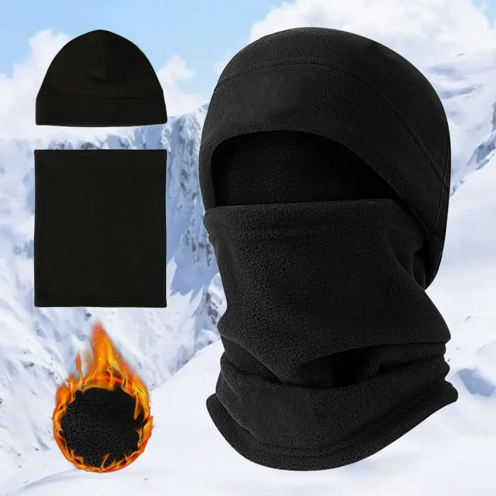 Autumn And Winter Coral Fleece Hat Men's Sports Cold Swing Fleece Neck Cover Outdoor Cycling Mountaineering Mask Warm Neck Set