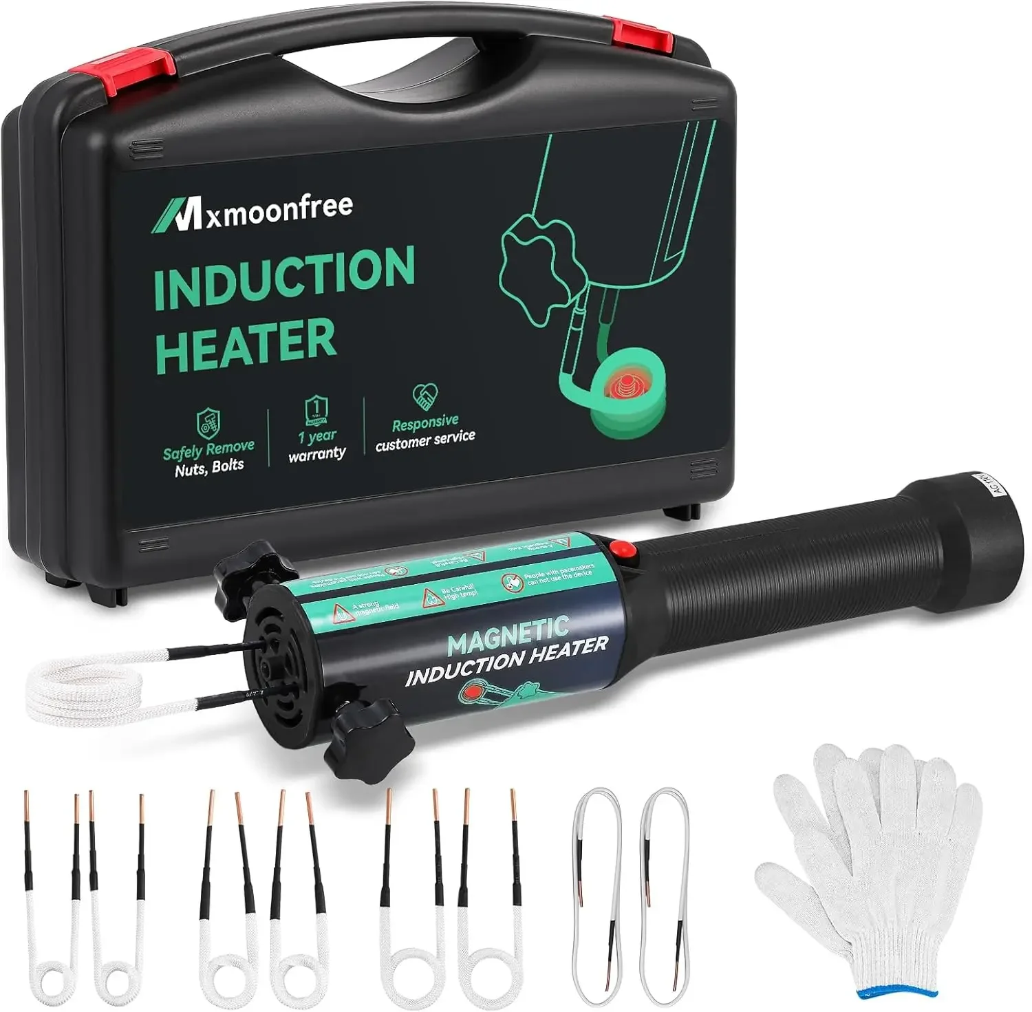 

Индукционный нагреватель 1500 Вт для снятия болтов, 8 катушек и прочный кейс для гаек, болтов и подшипников, синий, 2 года гарантии, 110 В