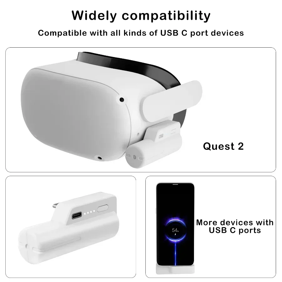 

VR Power Bank Battery Compatible With Oculus/Oculus Quest 2/Meta Quest Pro Accessories 5000mAh Lightweight Power Bank