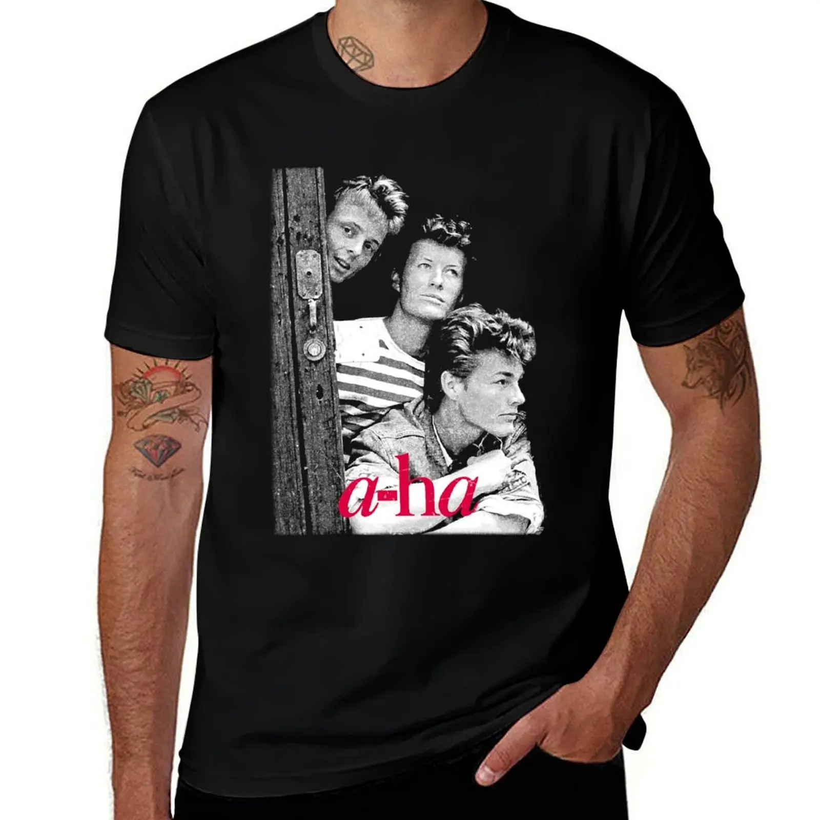

band cotton retro shirts man men man for t shirts a-ha g t funny T-Shirt man for shirt t for 80s