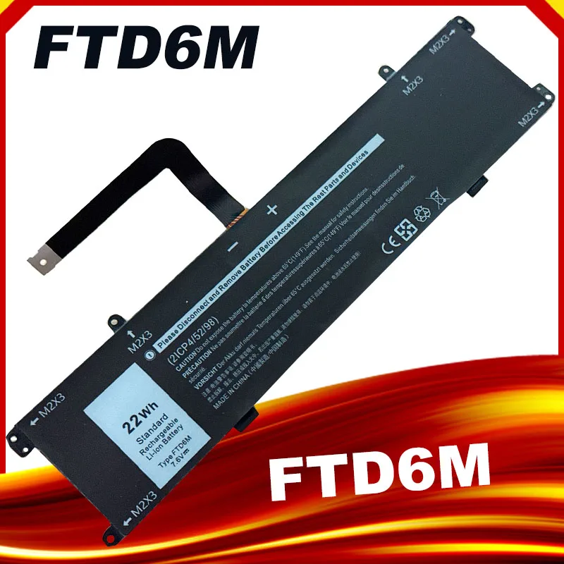 New FTD6M 06HHW5 K17M-BK-US 6HHW5 K17M Laptop Battery For Dell Latitude 7285 2-IN-1 Keyboard E7285