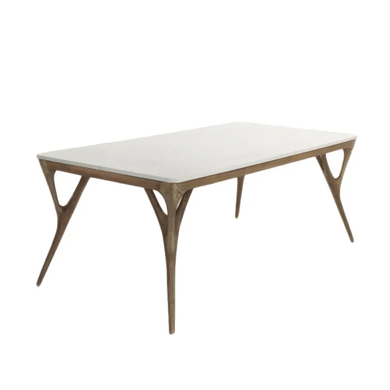 Minimalist white slate dining table Modern creative villa rectangular tea table