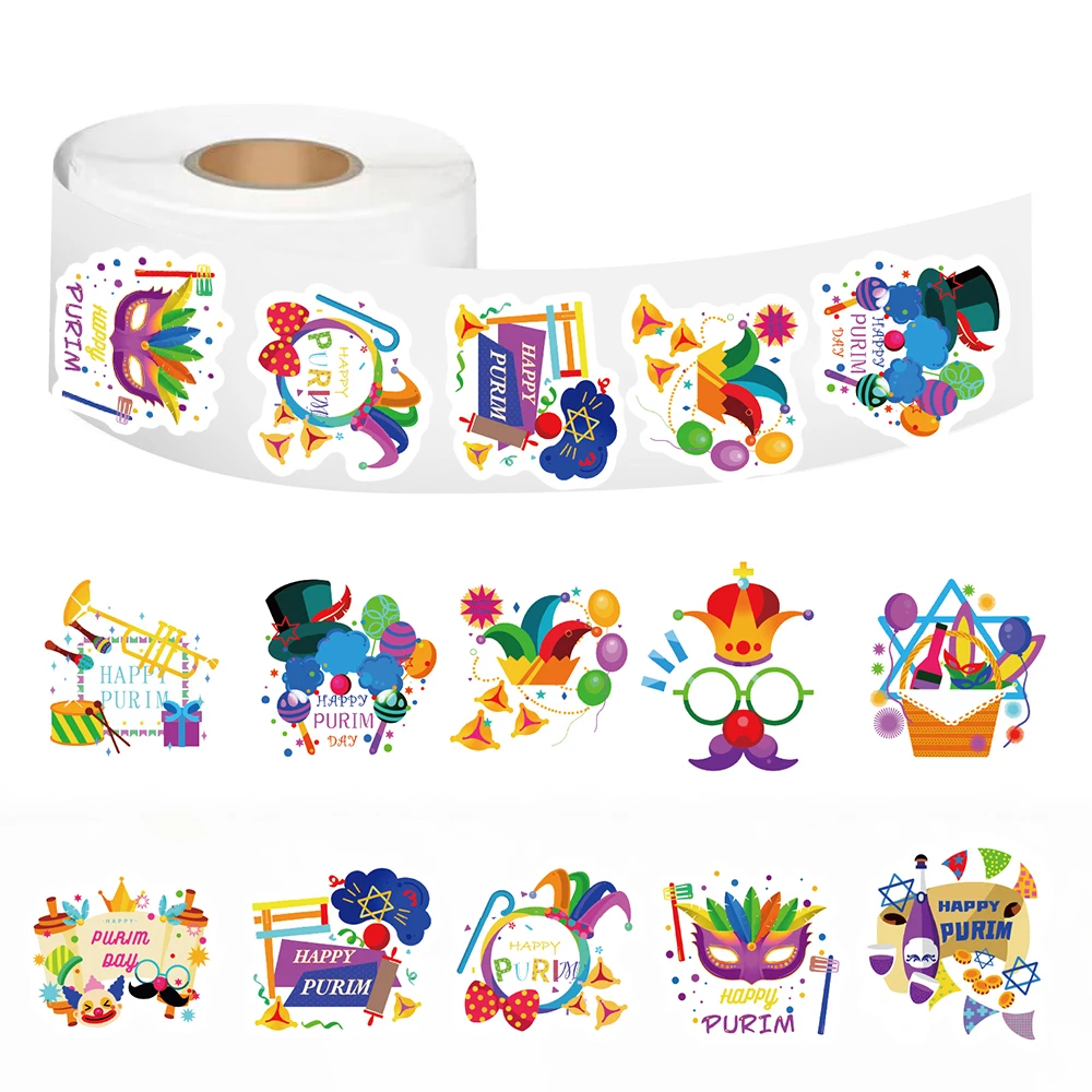 500Pcs/roll Purim Stickers Aesthetic Motorcycle Phone Home Decoration Gift Wrapping Bicycle Graffiti Waterproof Design Sticker