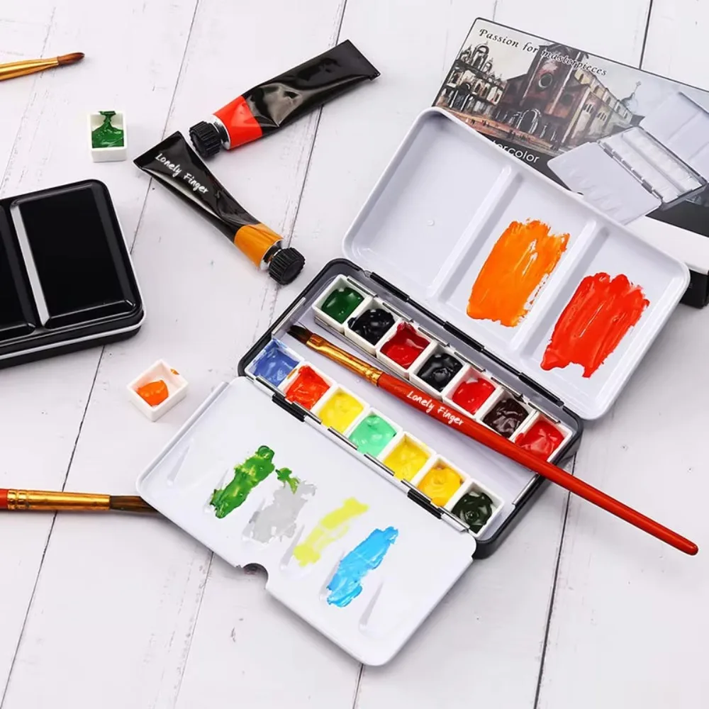Paint Case 12/24/52 Grid Empty Watercolor Palette Metal Rectangular Empty Paint Case Thicken Watercolor Tin Palette Travel