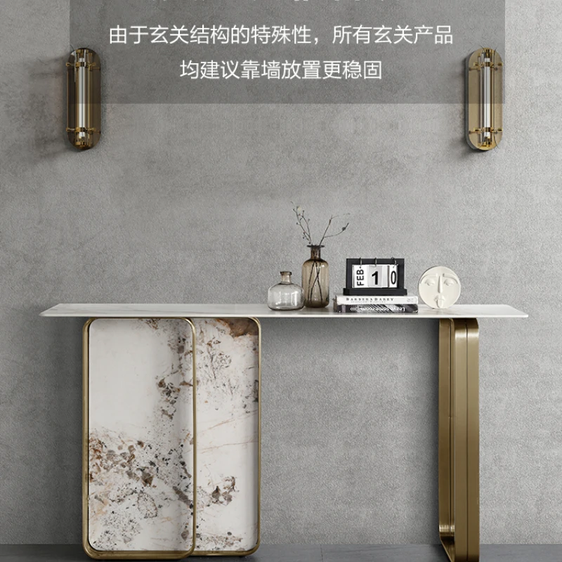 Italian Light Luxury Super Narrow a Long Narrow Table Home Wall Designer Pandora Stone Plate Console